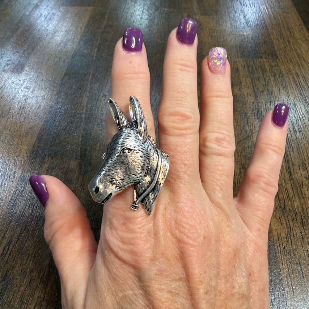 Silver Donkey Head Ring